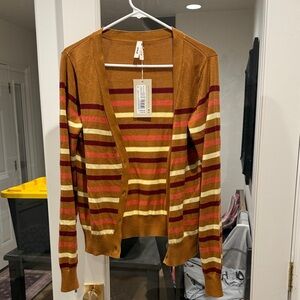 Pact Striped Cardigan Sweater